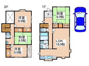 さつき台２丁目戸建の物件間取画像